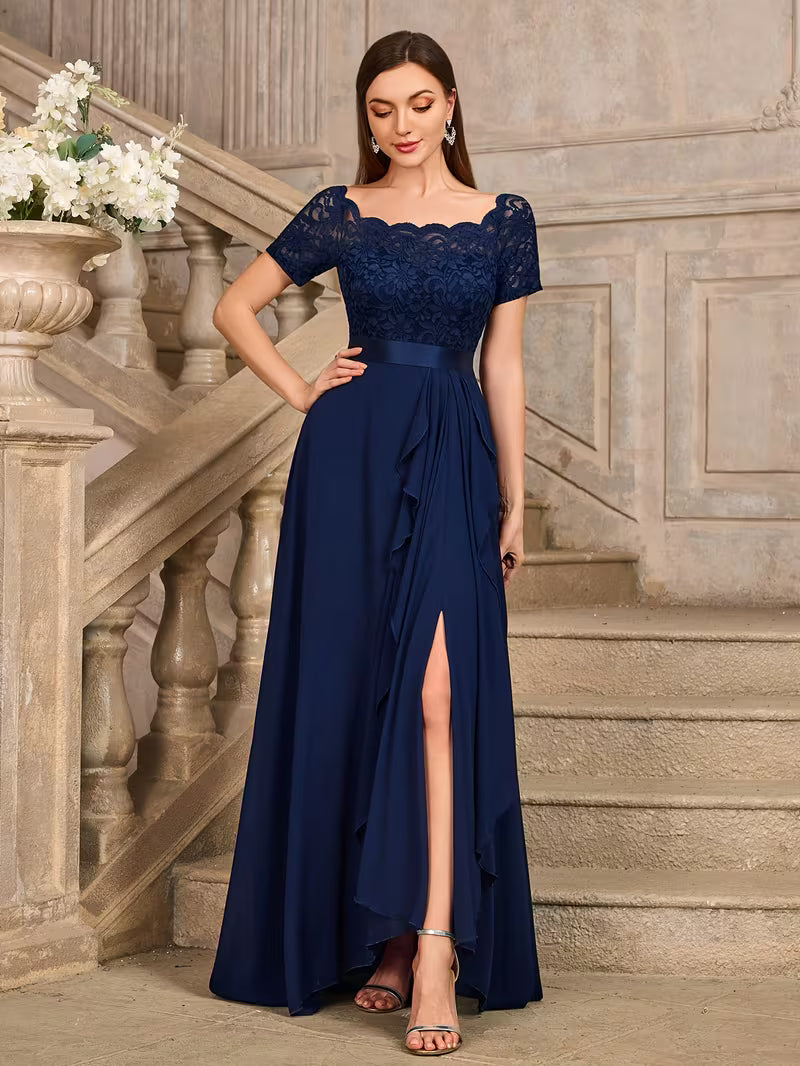 Lace Boat neck Maxi Dress