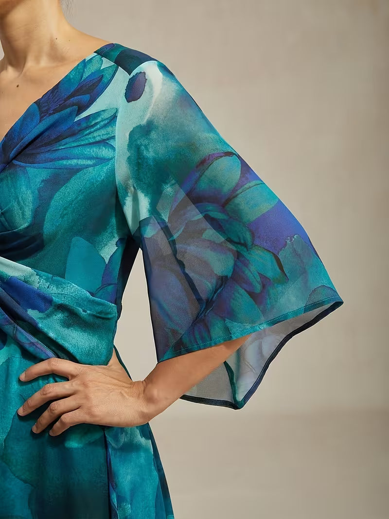 Abstract Green Print Dress