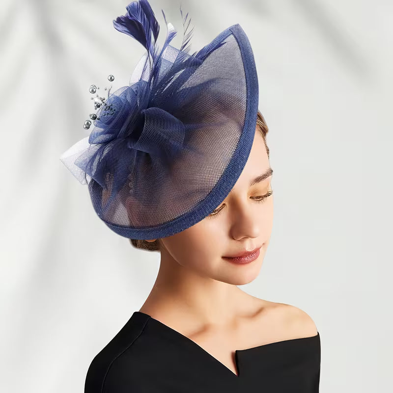 Light weight Navy Flower Fascinator