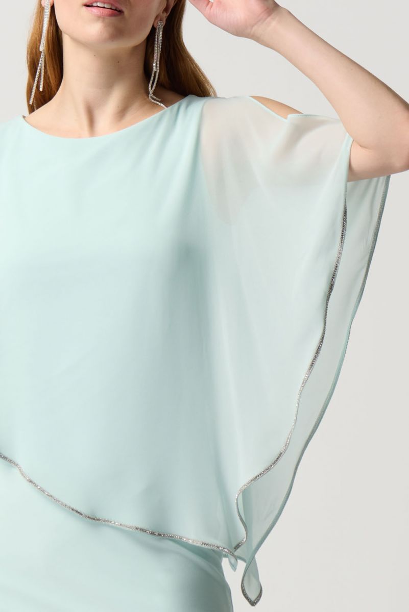 Layered Dress With Cape Overlay In Opal 223762