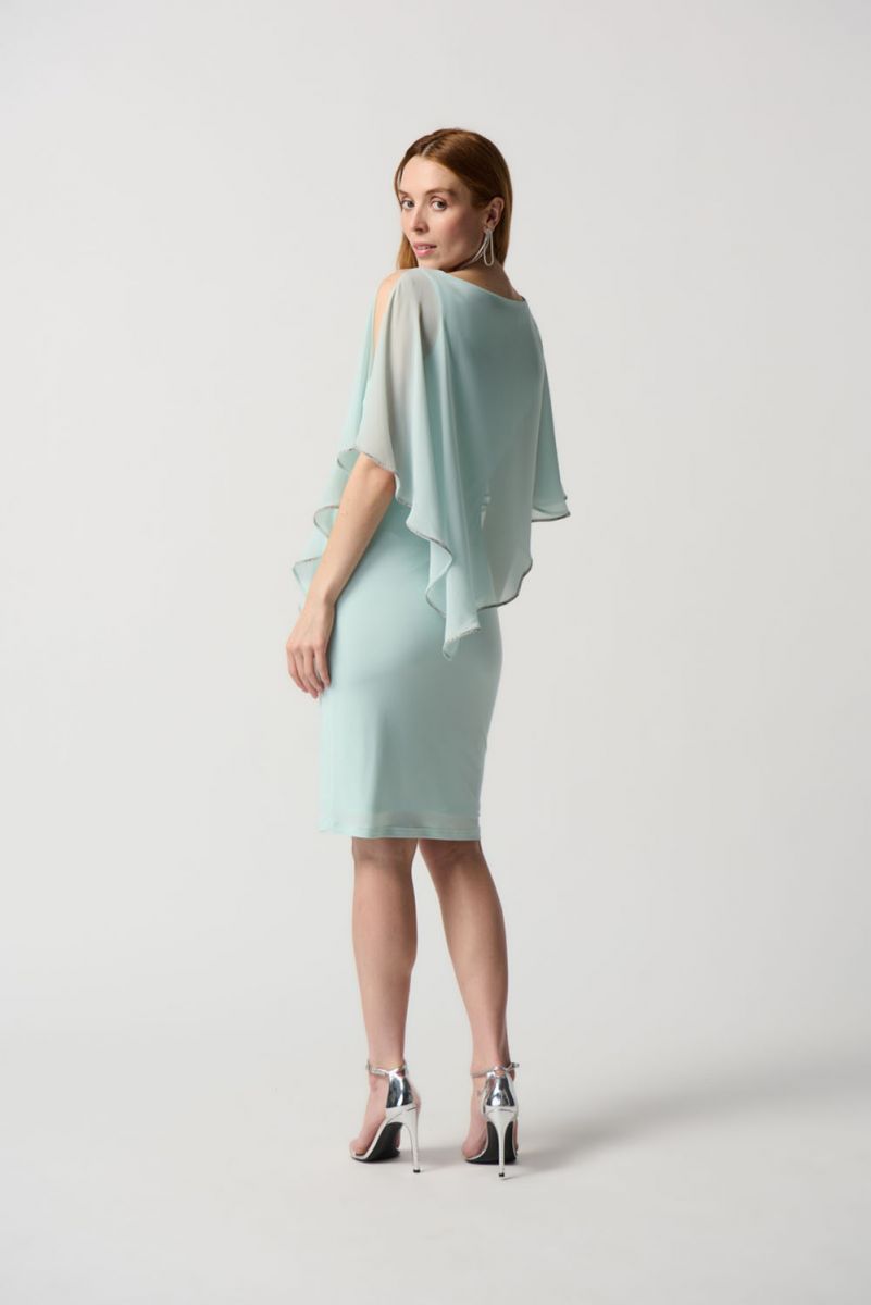 Layered Dress With Cape Overlay In Opal 223762