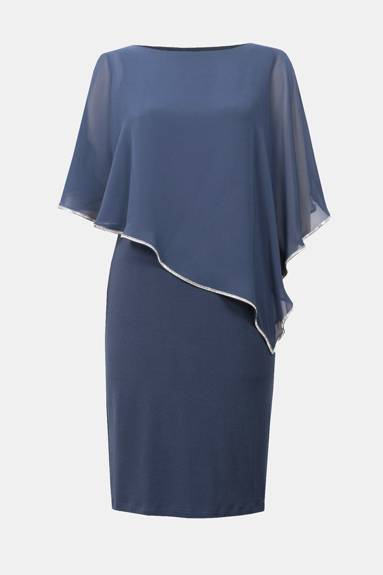 Vestido en capas con capa superpuesta en azul serenidad 223762S24