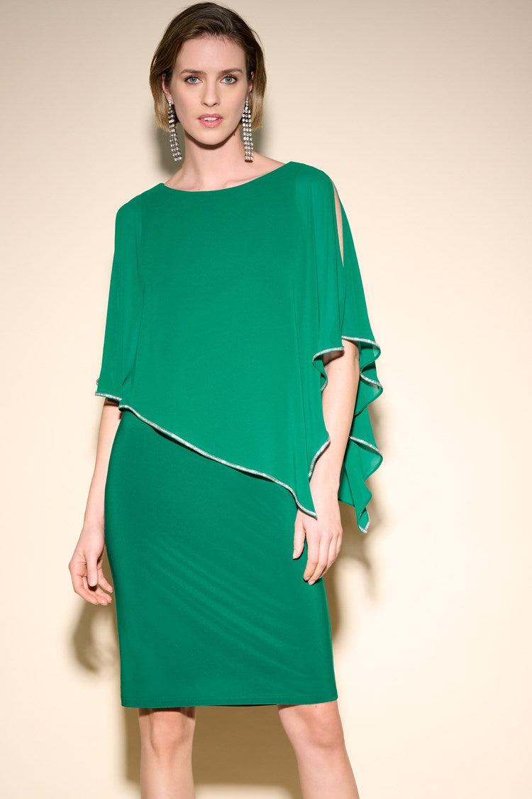 Layered Dress With Cape Overlay In True Emerald 223762