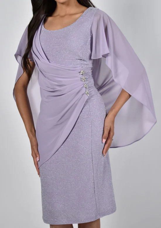 Lavender Chiffon Shawl Dress 228162 - After Hours Boutique