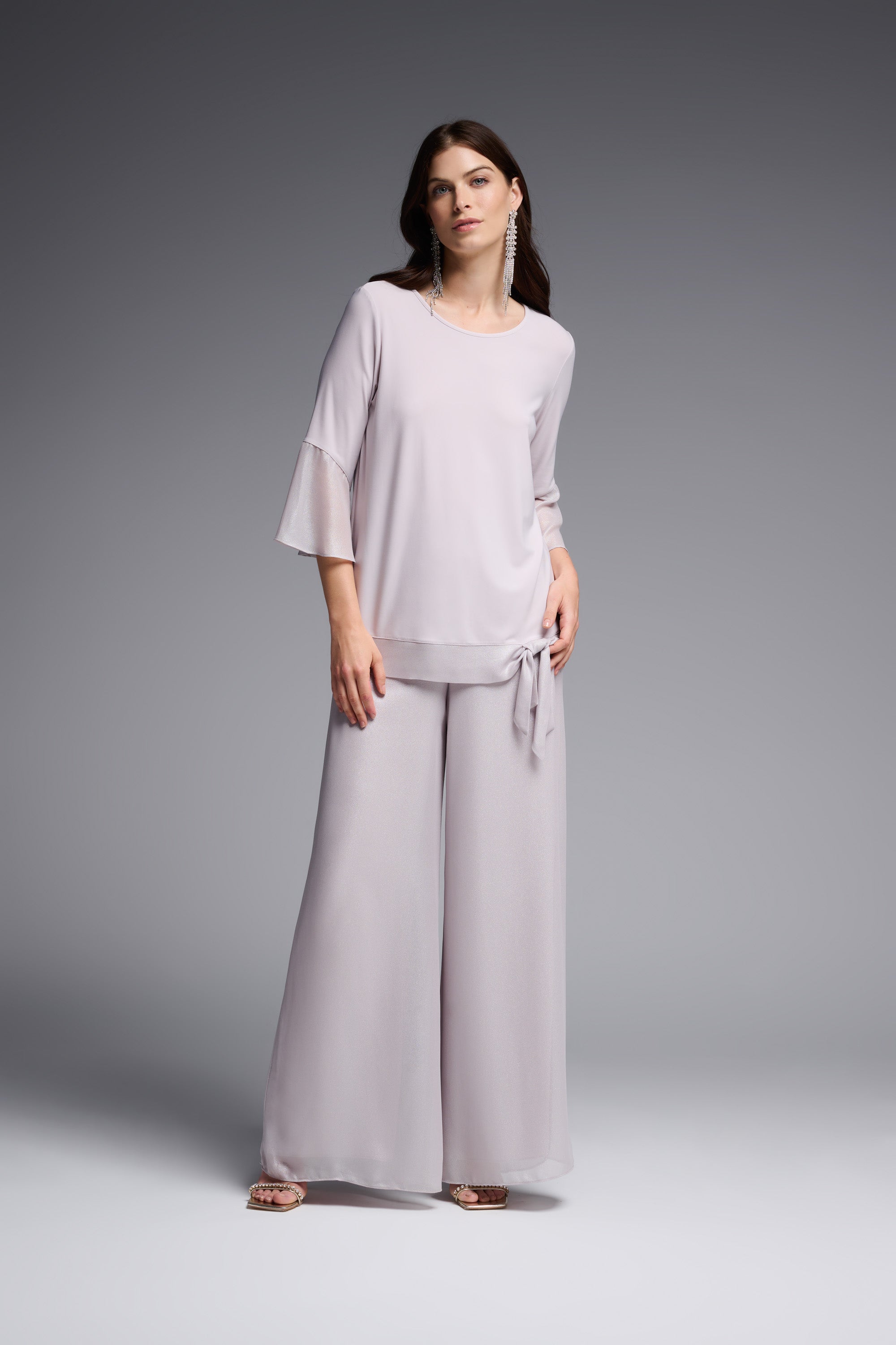 Chiffon Hem Pantsuit in Mother of Pearl 231739 - After Hours Boutique