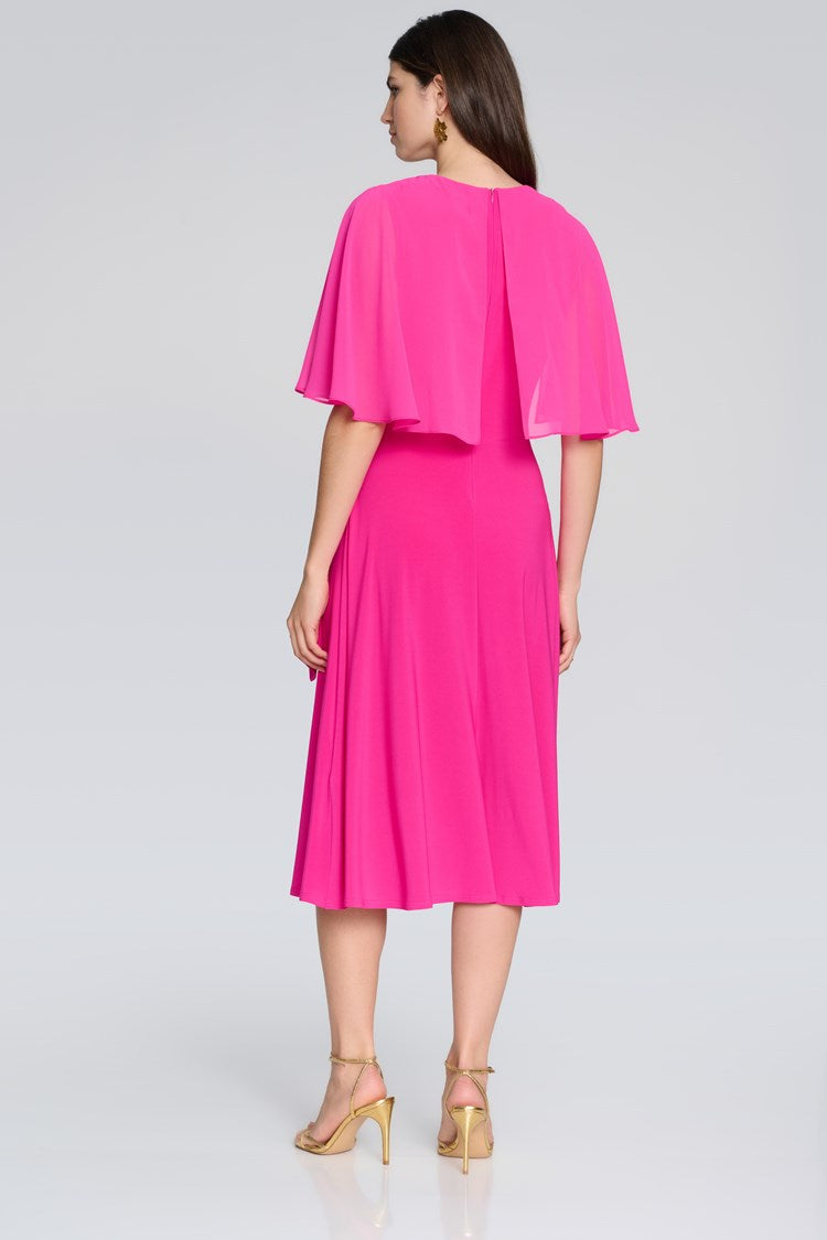 Silky Knit Fit And Flare Dress in Shocking Pink 231757
