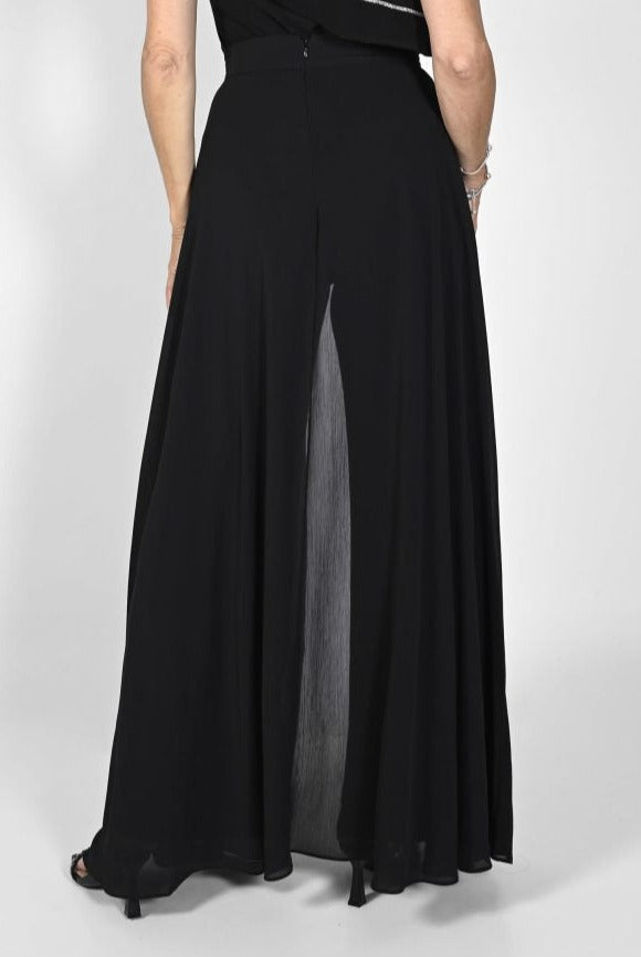 Black Pant With Chiffon Overlay 232144