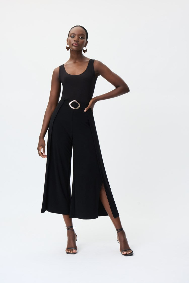Culotte Pants With Front Buckle in Black 232179