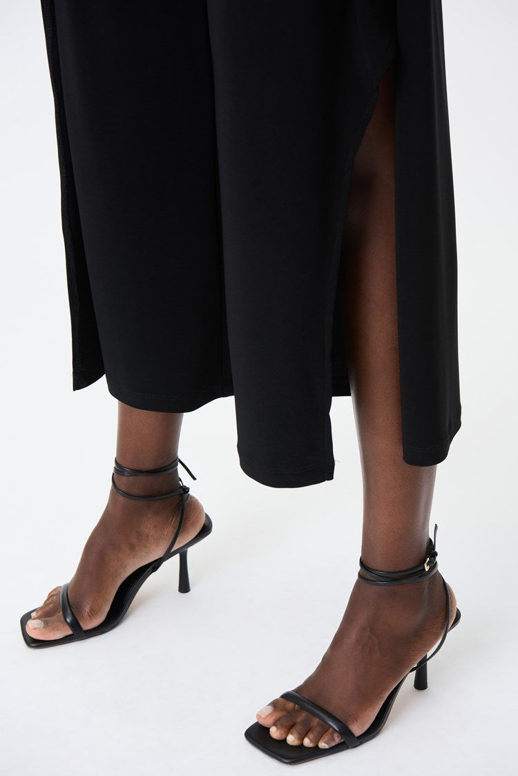 Culotte Pants With Front Buckle in Black 232179