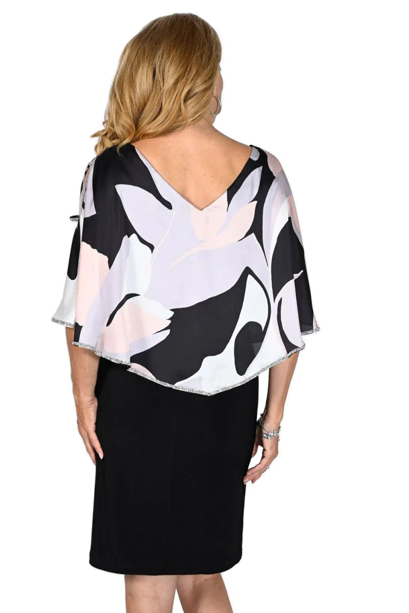 Pink/Black Satin Overlay Dress 232217