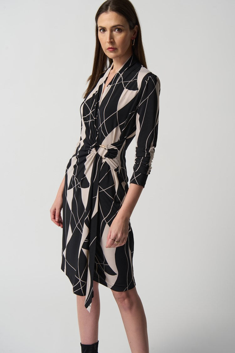 Abstract Print Wrap Dress 233104