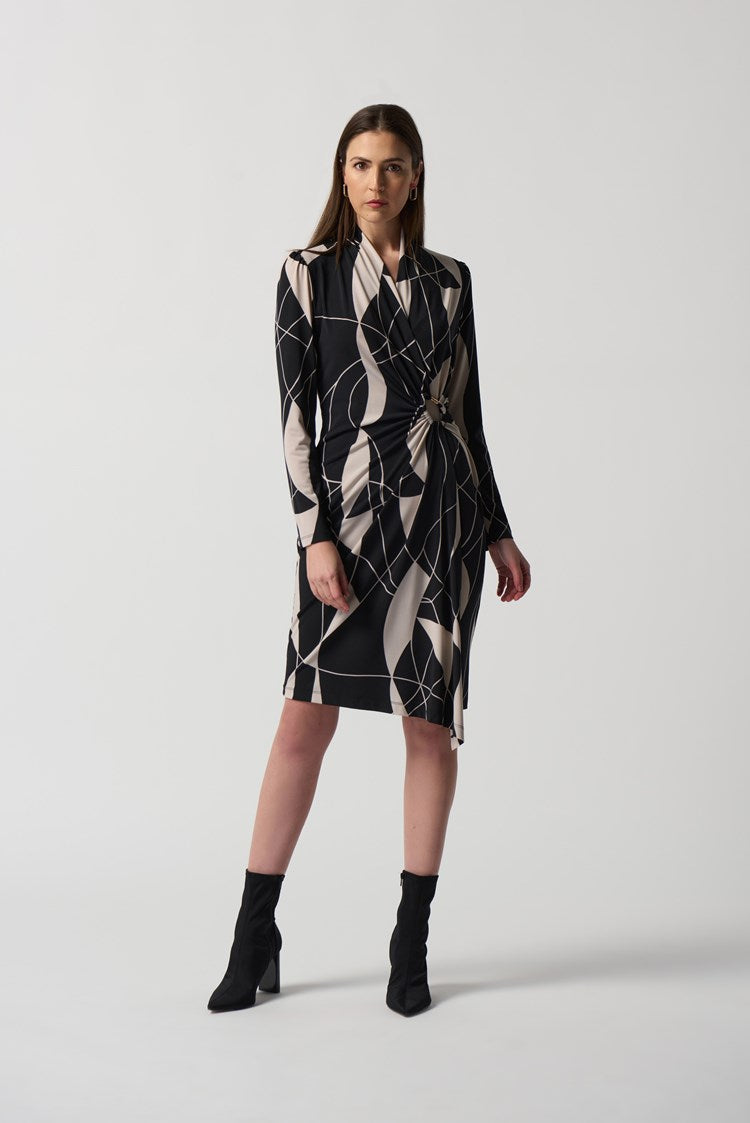 Abstract Print Wrap Dress 233104