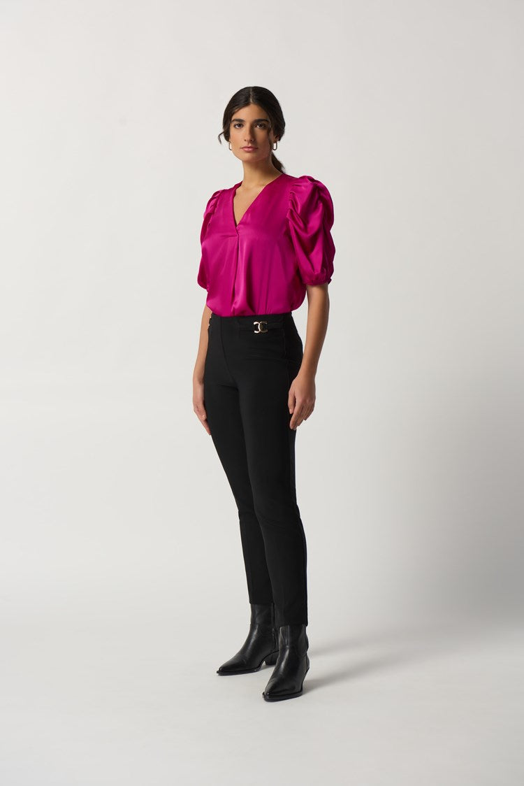 Bonded Silk Straight -Leg Pants 233180