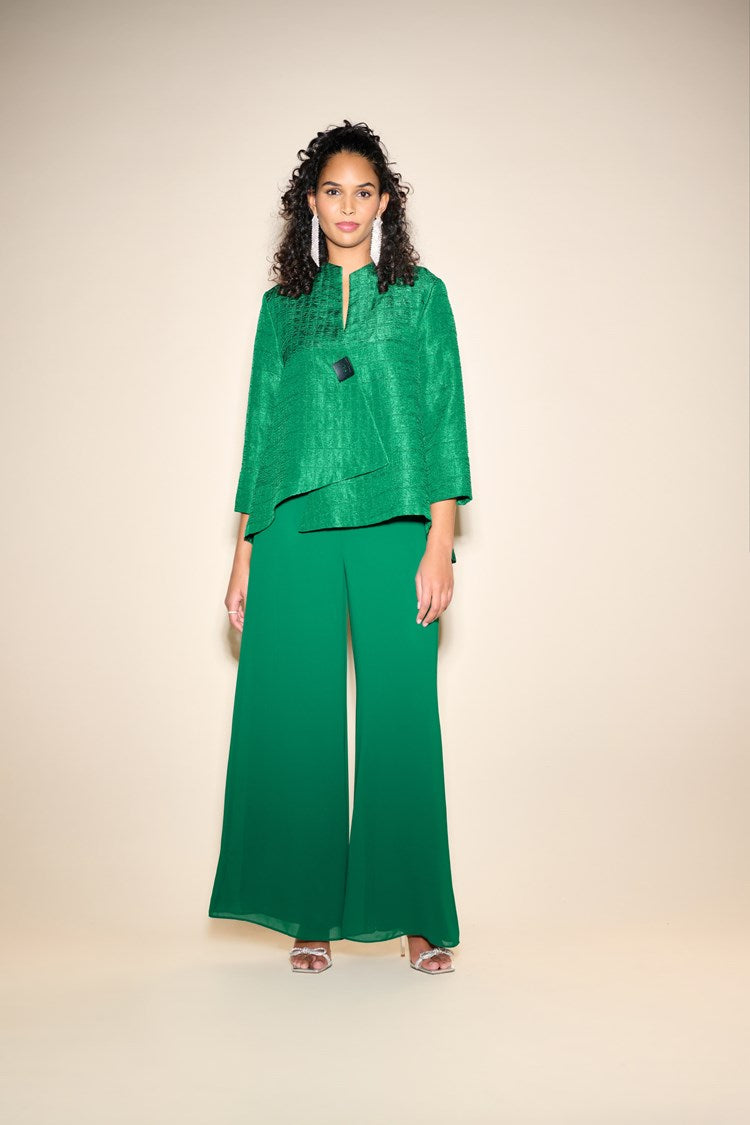Textured Woven Jacquard Swing Jacket in Emerald Green 233792