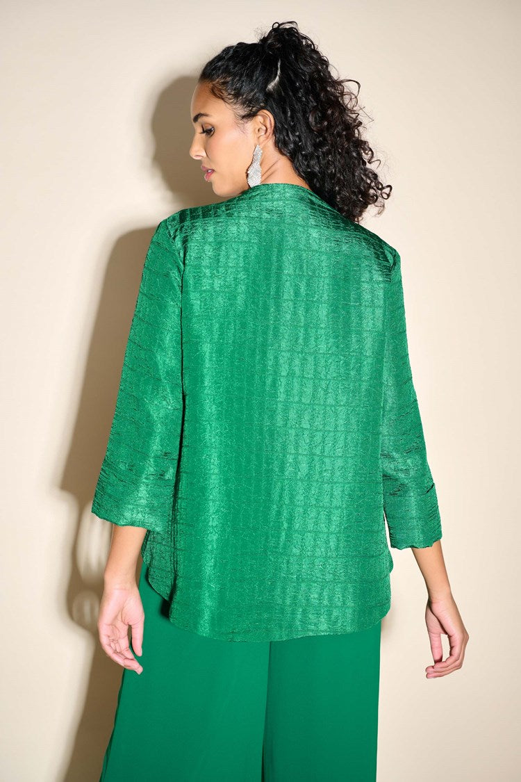 Textured Woven Jacquard Swing Jacket in Emerald Green 233792