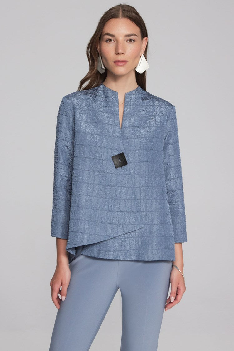 Textured Woven Jacquard Swing Jacket in Serenity Blue 233792S24