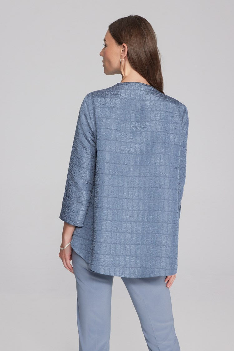 Textured Woven Jacquard Swing Jacket in Serenity Blue 233792