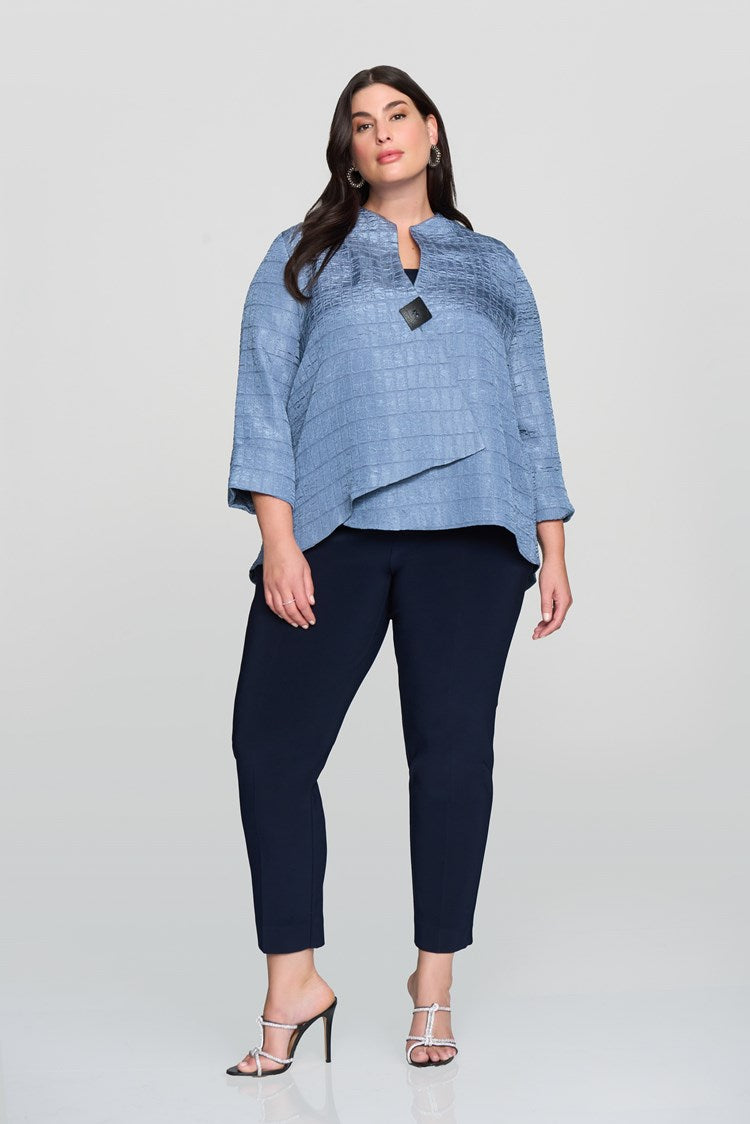 Textured Woven Jacquard Swing Jacket in Serenity Blue 233792