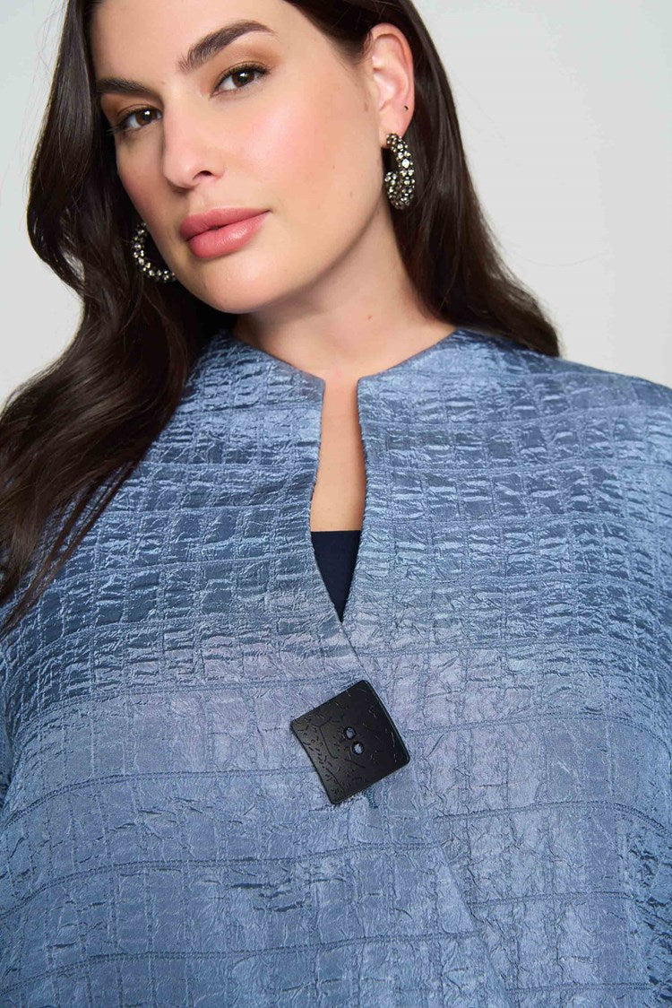 Textured Woven Jacquard Swing Jacket in Serenity Blue 233792