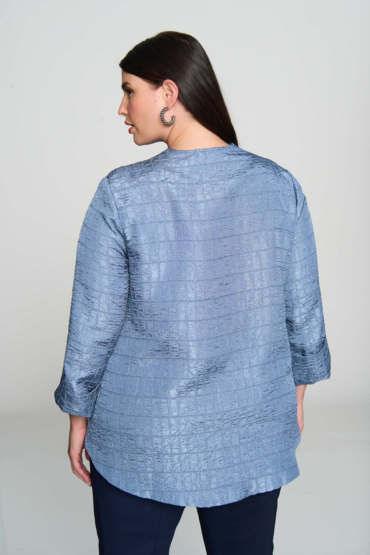 Textured Woven Jacquard Swing Jacket in Serenity Blue 233792