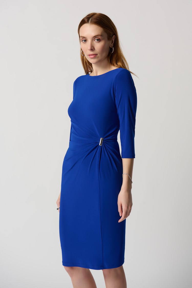 Silky Knit Sheath Dress With Ornament Detail 234031