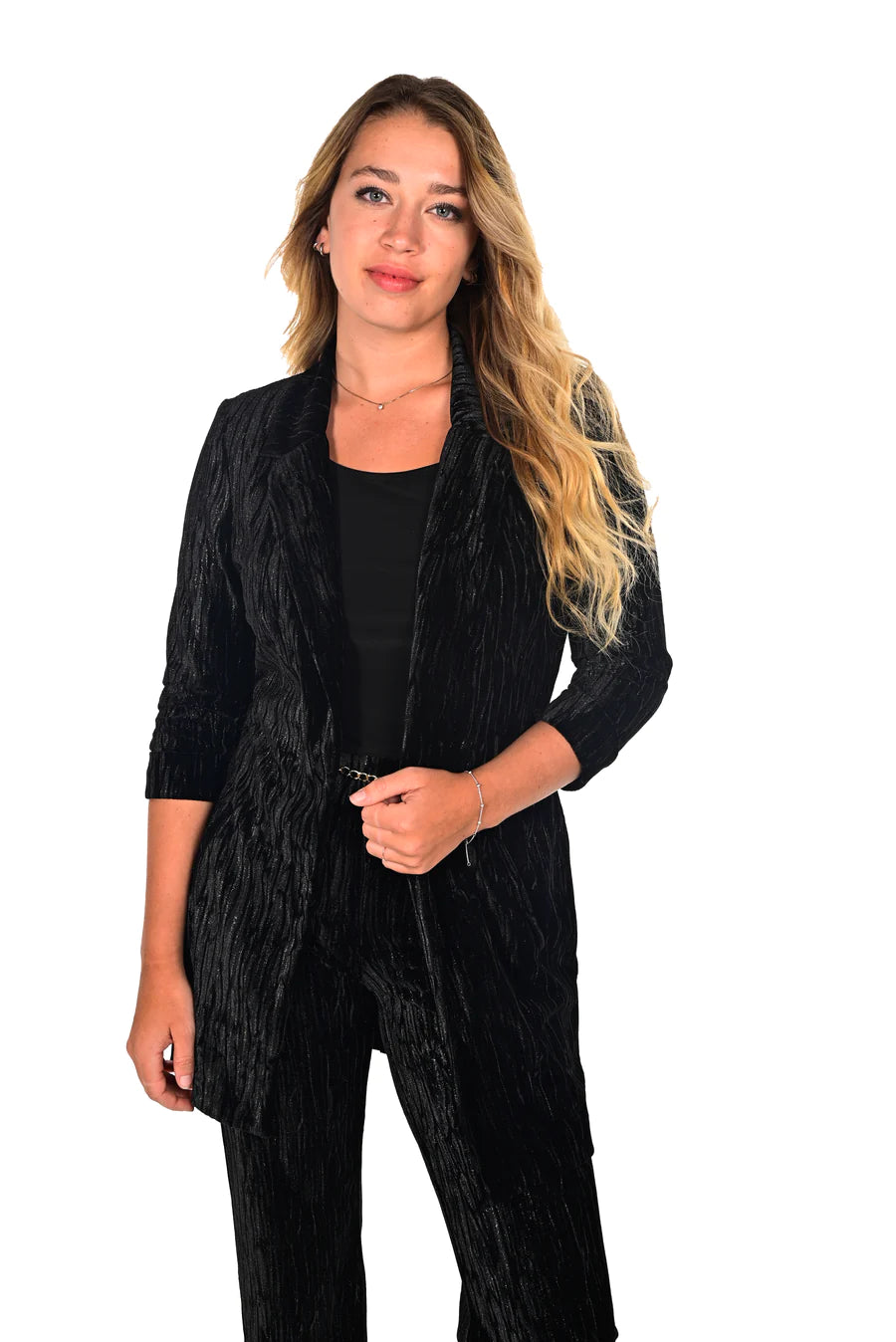 Black and Gold Knit Blazer 234333