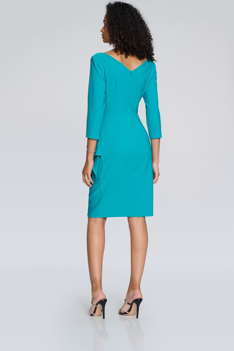 Lux Twill Wrap Dress in Ocean Blue 241705