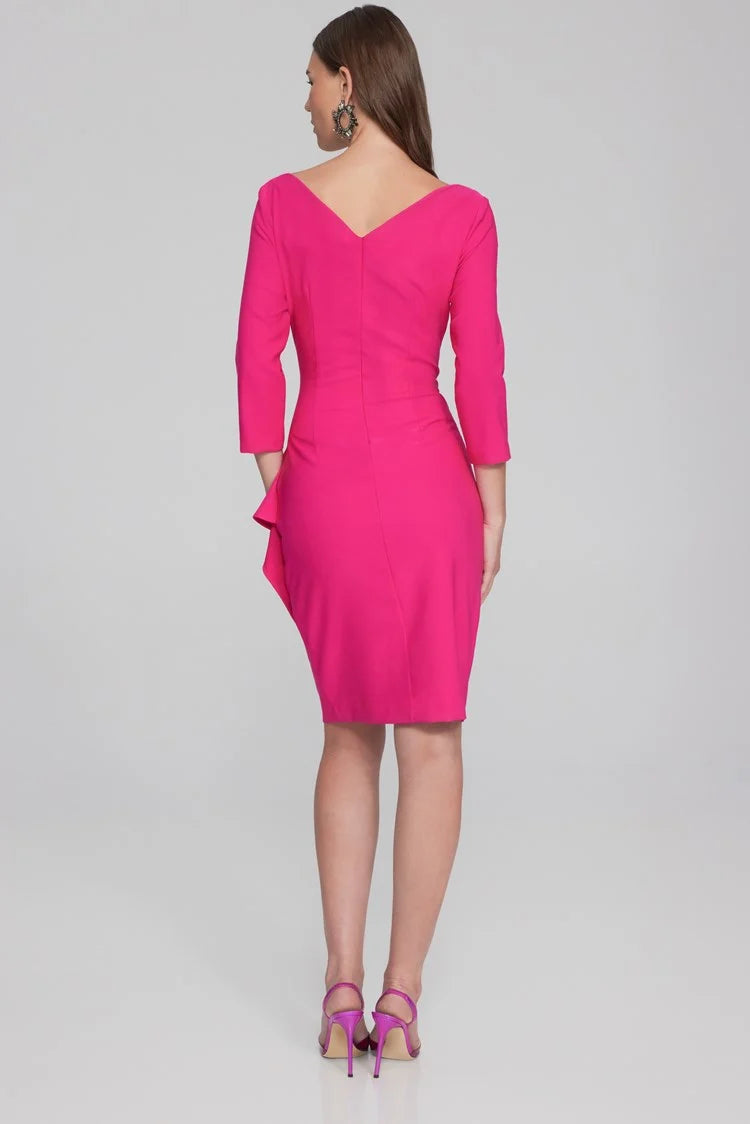 Lux Twill Wrap Dress in Shocking Pink 241705