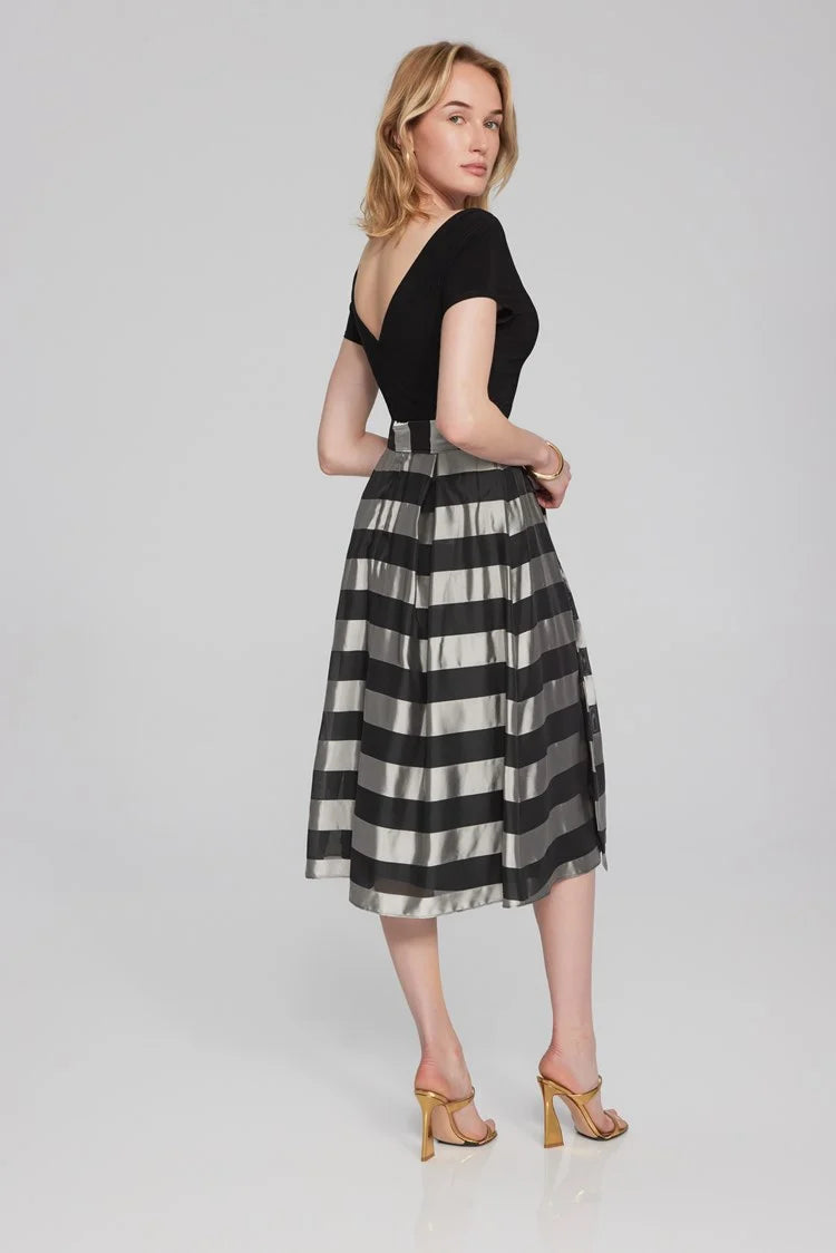 Striped Organza Fit-and-Flare Dress 241748