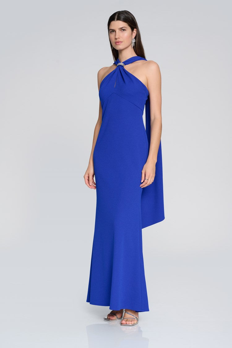 Scuba Crepe Trumpet Gown With Rhinestone Detail In Royal Sapphire 241786