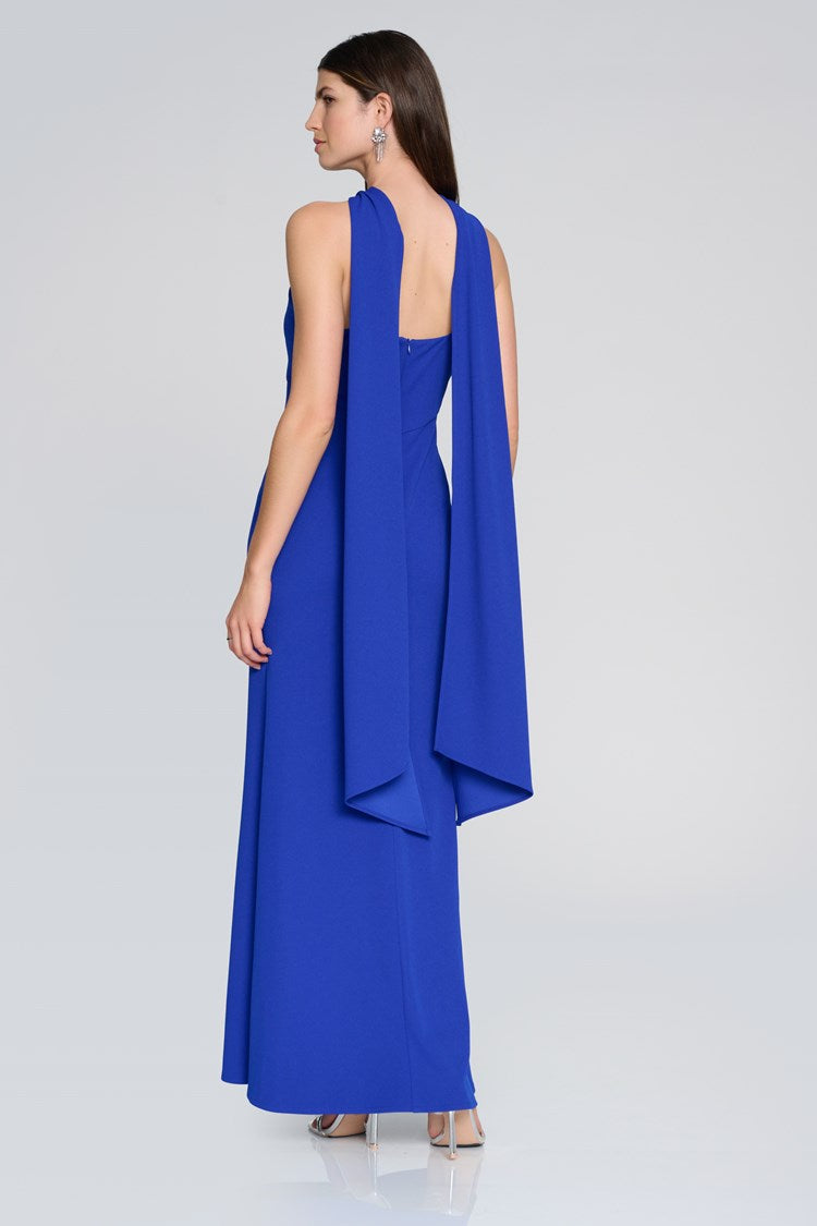 Scuba Crepe Trumpet Gown With Rhinestone Detail In Royal Sapphire 241786