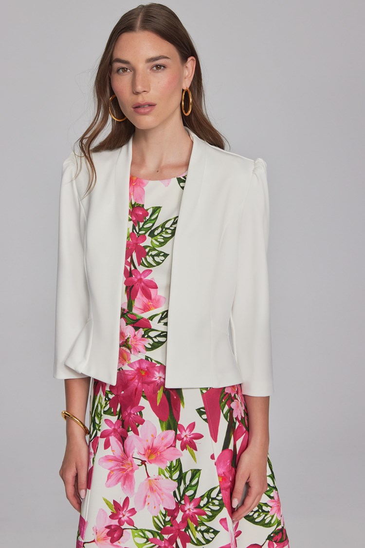 Scuba Crepe Peplum Jacket in Vanilla 241788