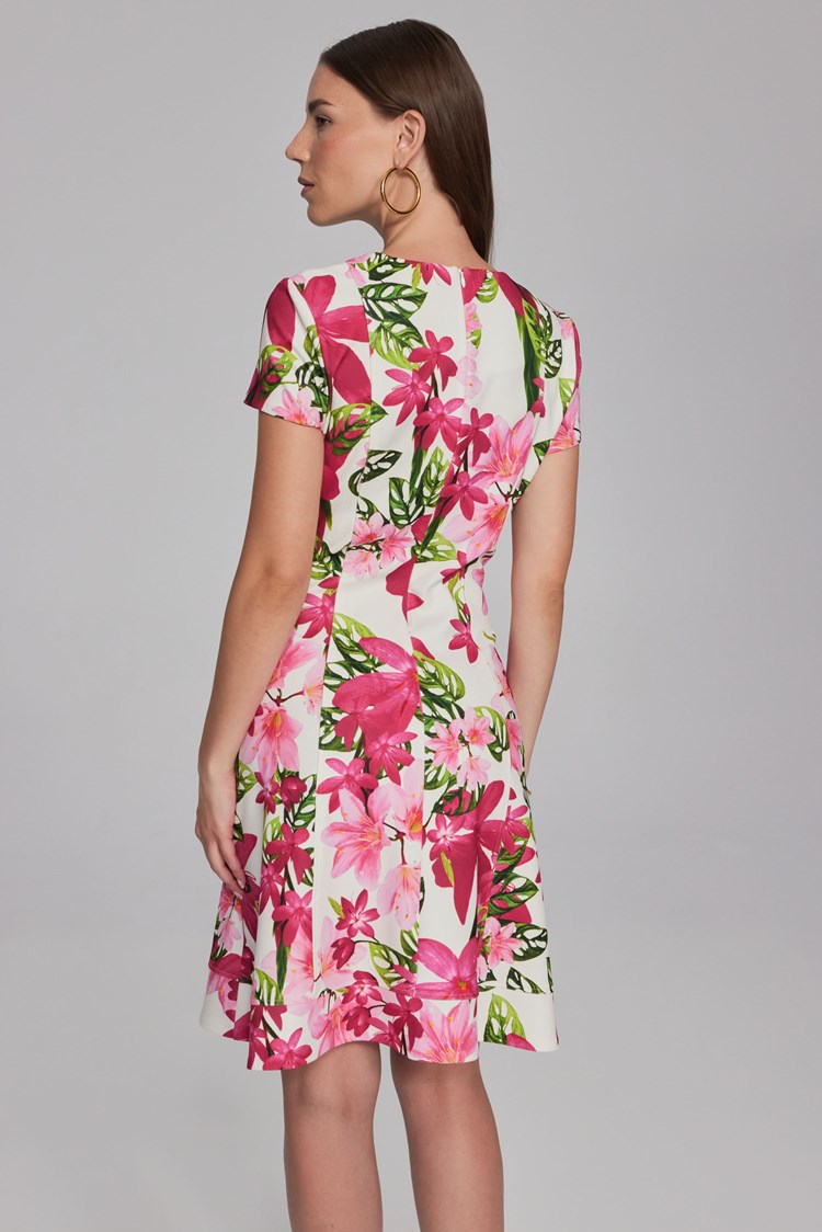 Floral Print Scuba Crepe Fit-And-Flare Dress 241789