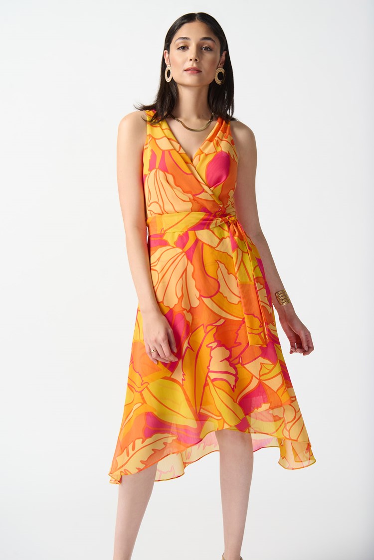 Chiffon Tropical Print Fit and Flare Dress 242015