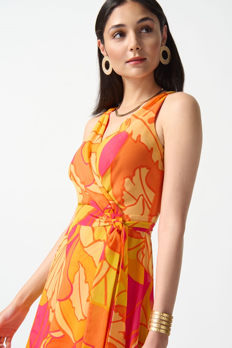 Chiffon Tropical Print Fit and Flare Dress 242015