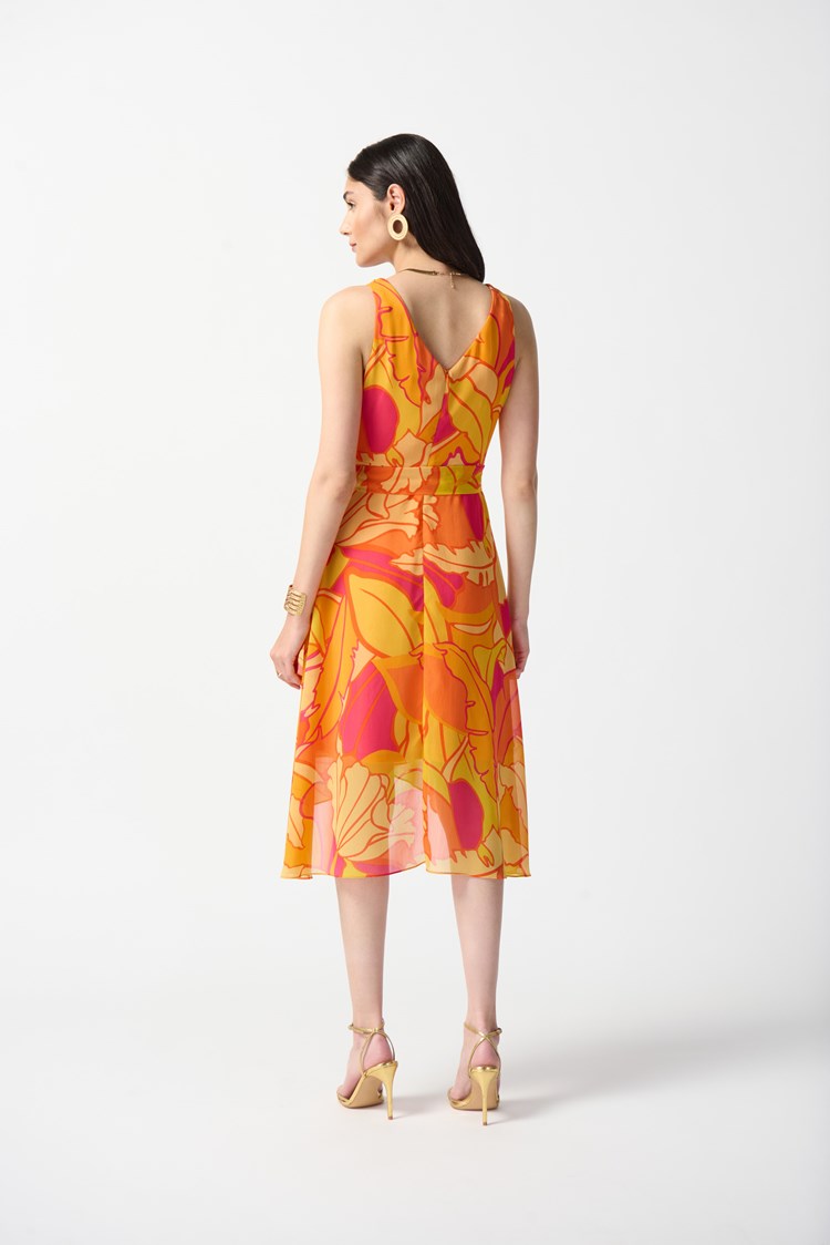 Chiffon Tropical Print Fit and Flare Dress 242015