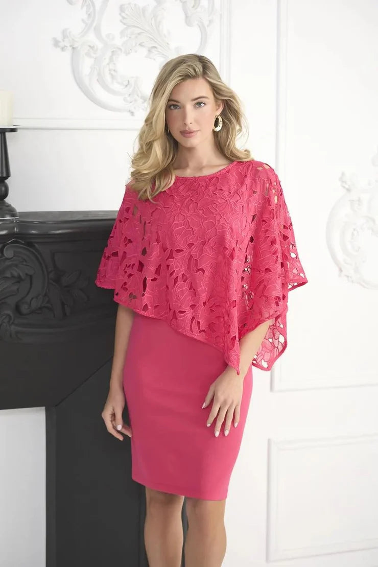 Lace Cape Dress In Raspberry 242132
