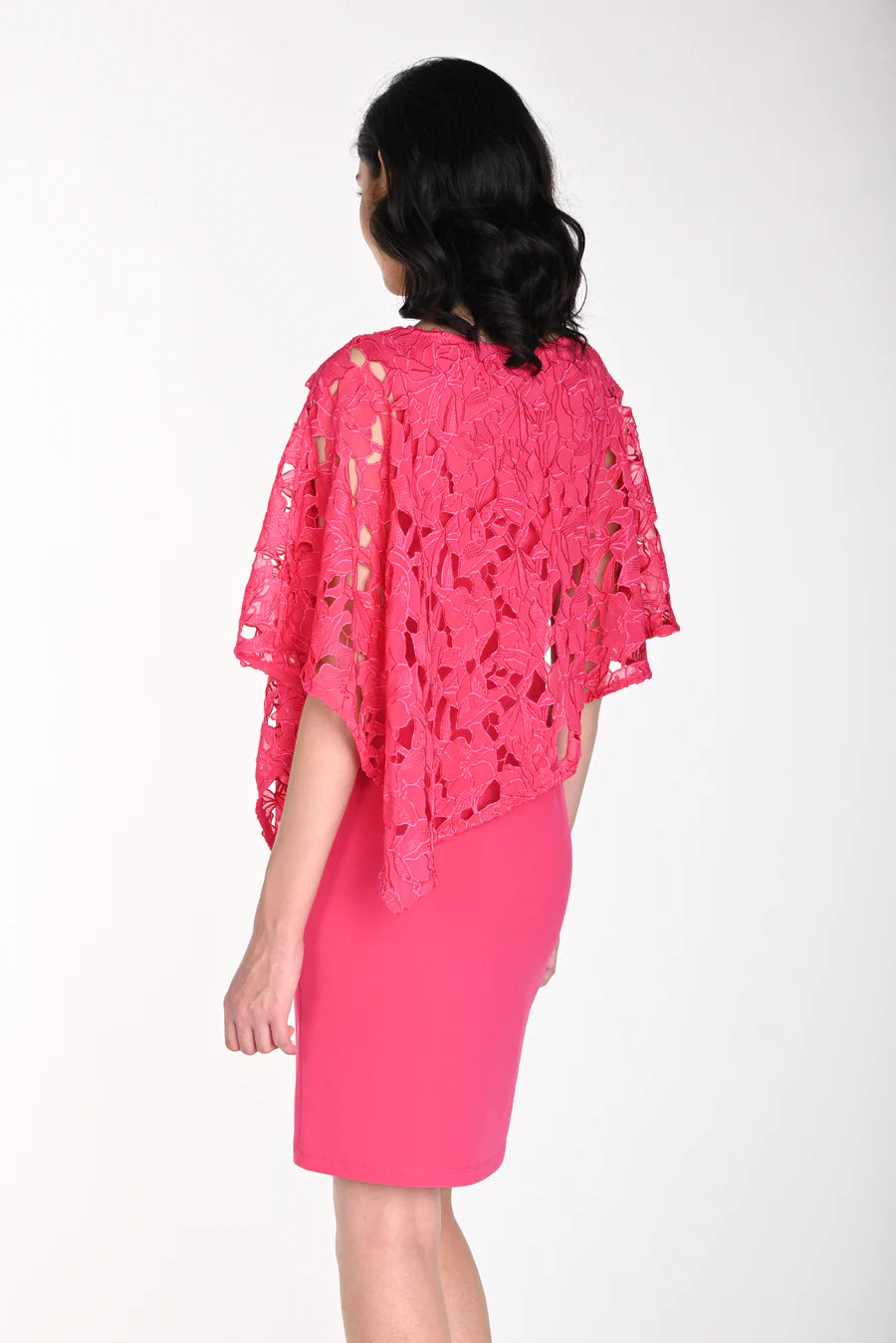 Lace Cape Dress In Raspberry 242132