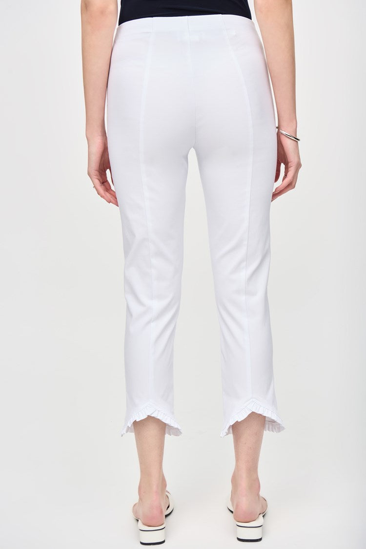 Millennium Crop Pants With Ruffles in White 242145