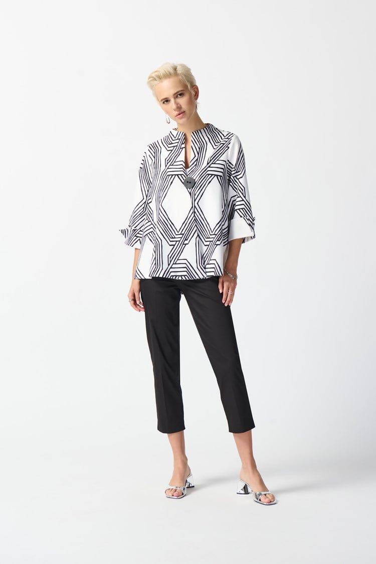 Lux Twill Geometric Print Trapeze Jacket 242185