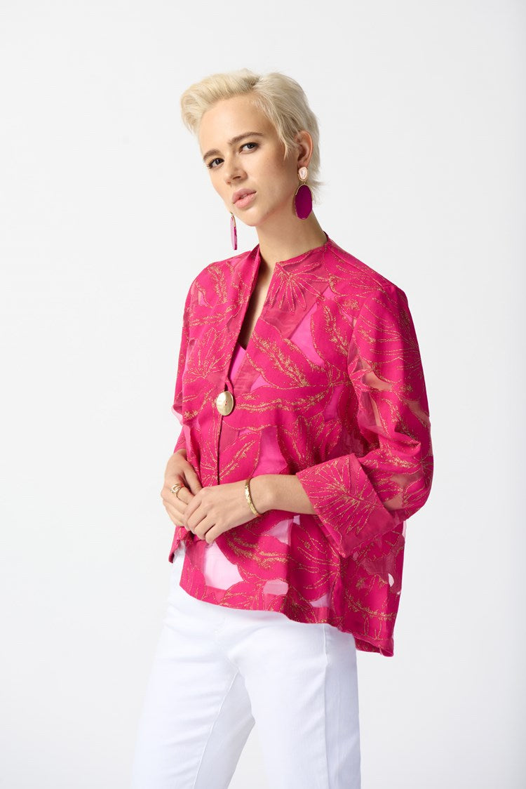 Jacquard Tropical Print Swing Jacket 242219