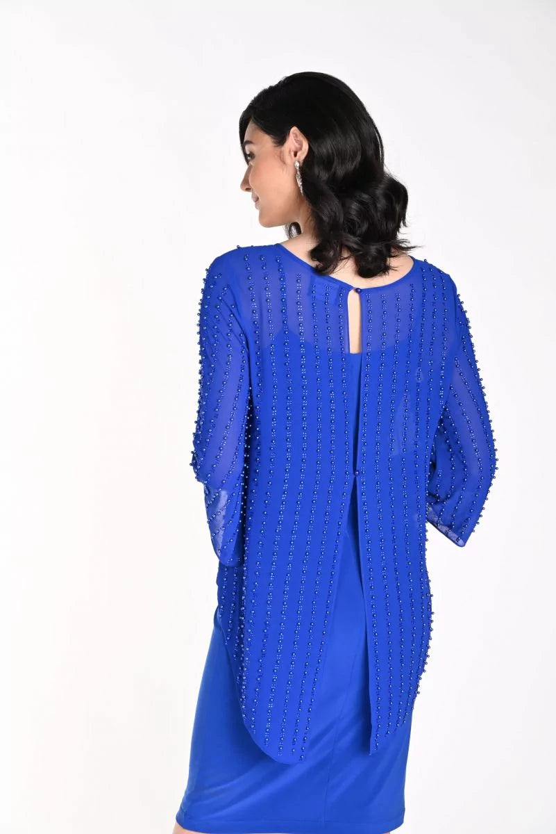 Electric Blue Beaded Chiffon Top 242302U