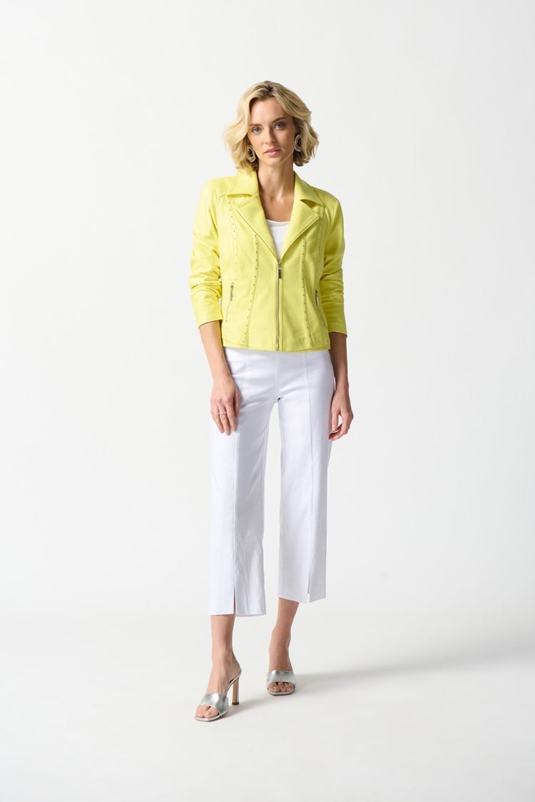 Foiled Suede Fitted Jacket in Yellow 242908