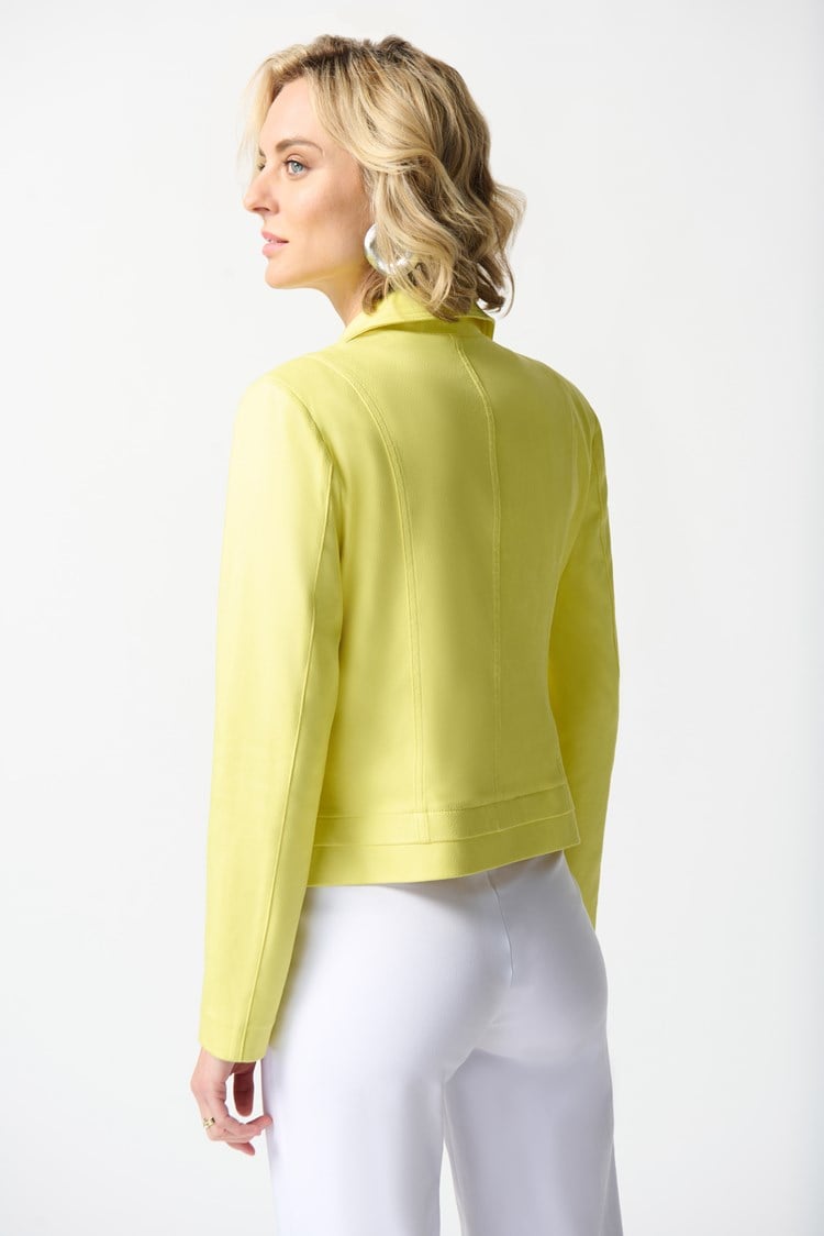 Foiled Suede Fitted Jacket in Yellow 242908