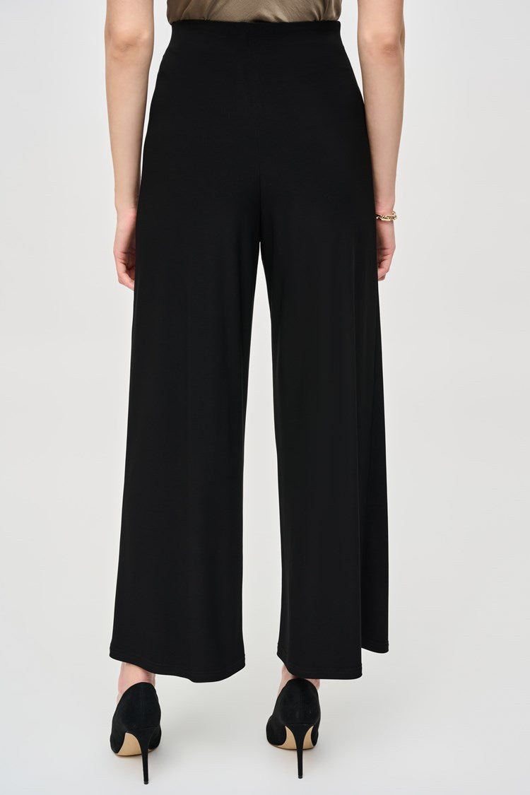 Silky Wide-Leg Wrap Pants in Black 243028