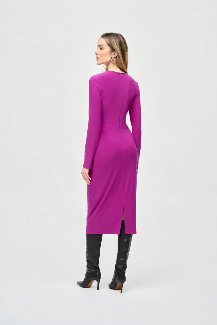 Silky knit Waist Tie Sheath Dress 243032