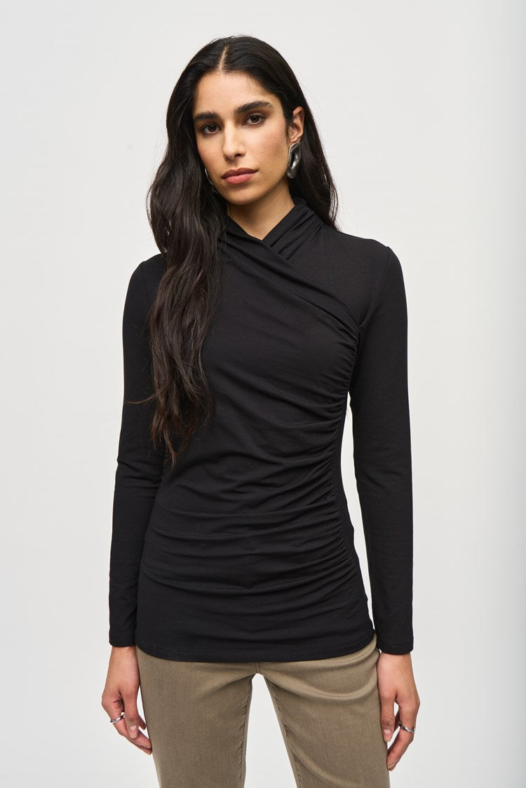 Jersey Knit Fitted Top in Black 243148