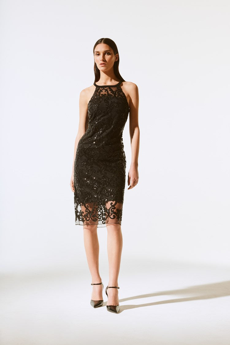 Sequins Lace Sleeveless Dress 243715