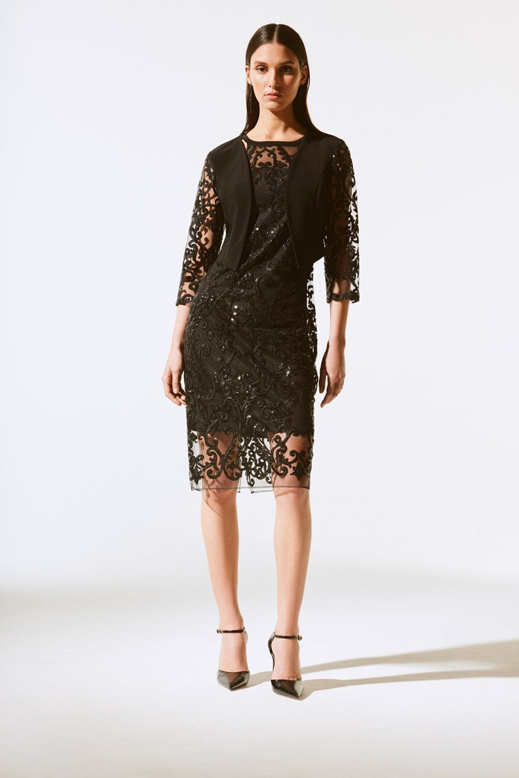 Silky Knit and Sequins Lace Bolero 243737