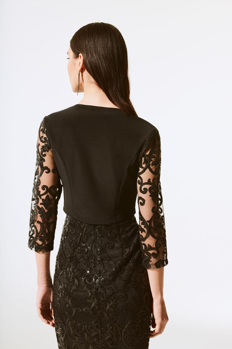 Silky Knit and Sequins Lace Bolero 243737